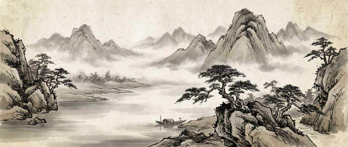 赏金大对决 - 水墨山水画背景